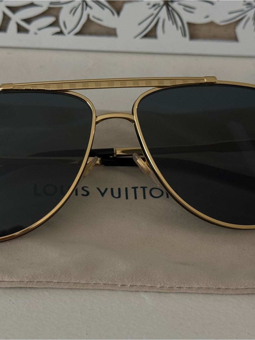 Louis Vuitton Gold Aviator Sunglasses with Dark Lenses - Picture 11 of 11